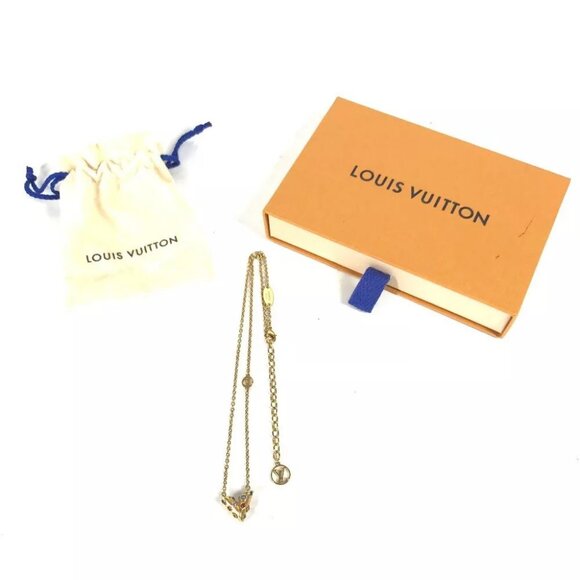 Auth LOUIS VUITTON M68920 Accessories Essential V Planet V logo Chain Necklace